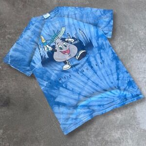 Times Square Tie Dye T Shirt Mens Blue Graphic Tee Gildan Heavy Cotton